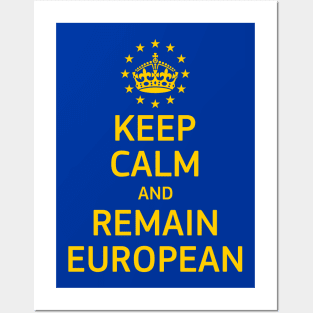 Modern Yellow Blue Keep Calm Crown Europe Vector Posters and Art